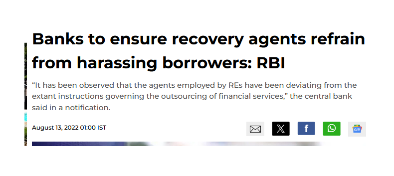 Banks must not harass borrowers, says RBI